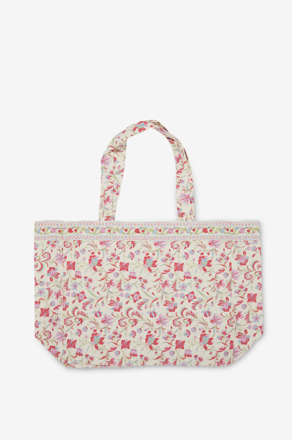 Beverly L Cream Floral Haven floral cotton tote bag