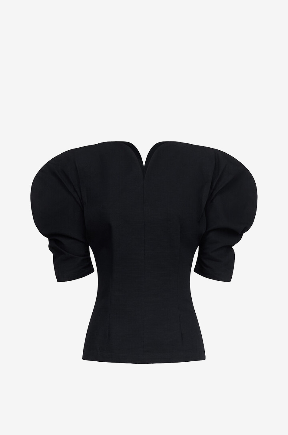 DESTREE Top à col V à manches bouffantes en coton Janet Linear Femme NOIR 1