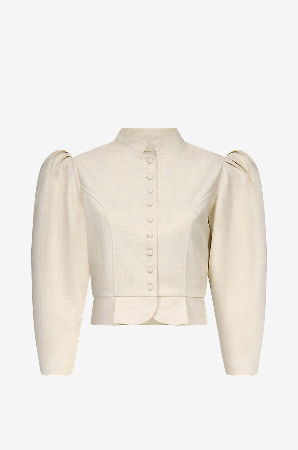 Amoako Miele short viscose blend lightweight mandarin collar puffed sleeve jacket