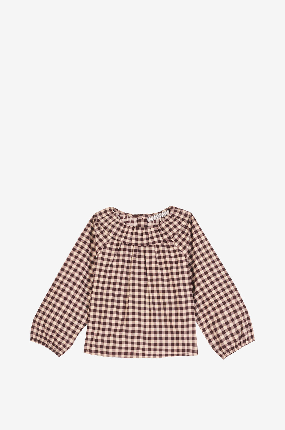 MARIA DE LA ORDEN Pia girl's check cotton blouse Girl BROWN 1