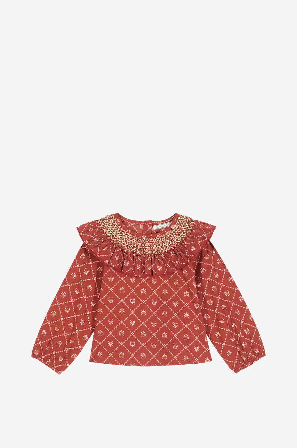 MARIA DE LA ORDEN Bobby girl's printed embroidered canvas blouse Girl ORANGE 1