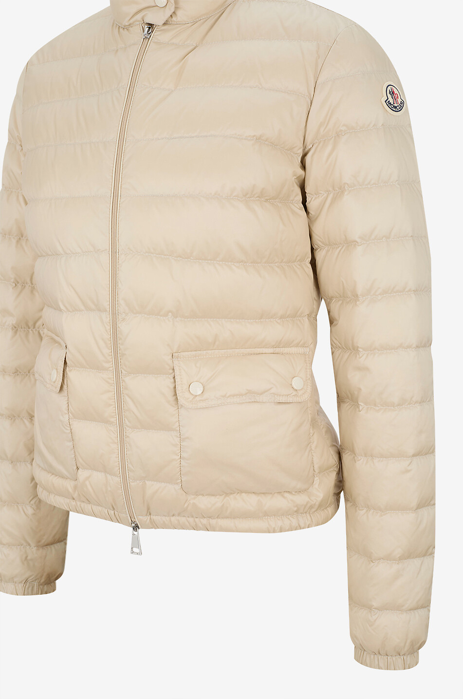 MONCLER Kurze Steppdaunenjacke aus Funktionsstoff Lans Damen Hellbeige 3