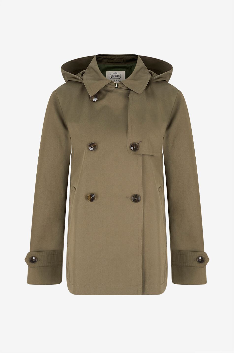 HERNO Kurze Cabanjacke aus wasserabweisender Gabardine Dean Damen DUNKELGRÜN 1