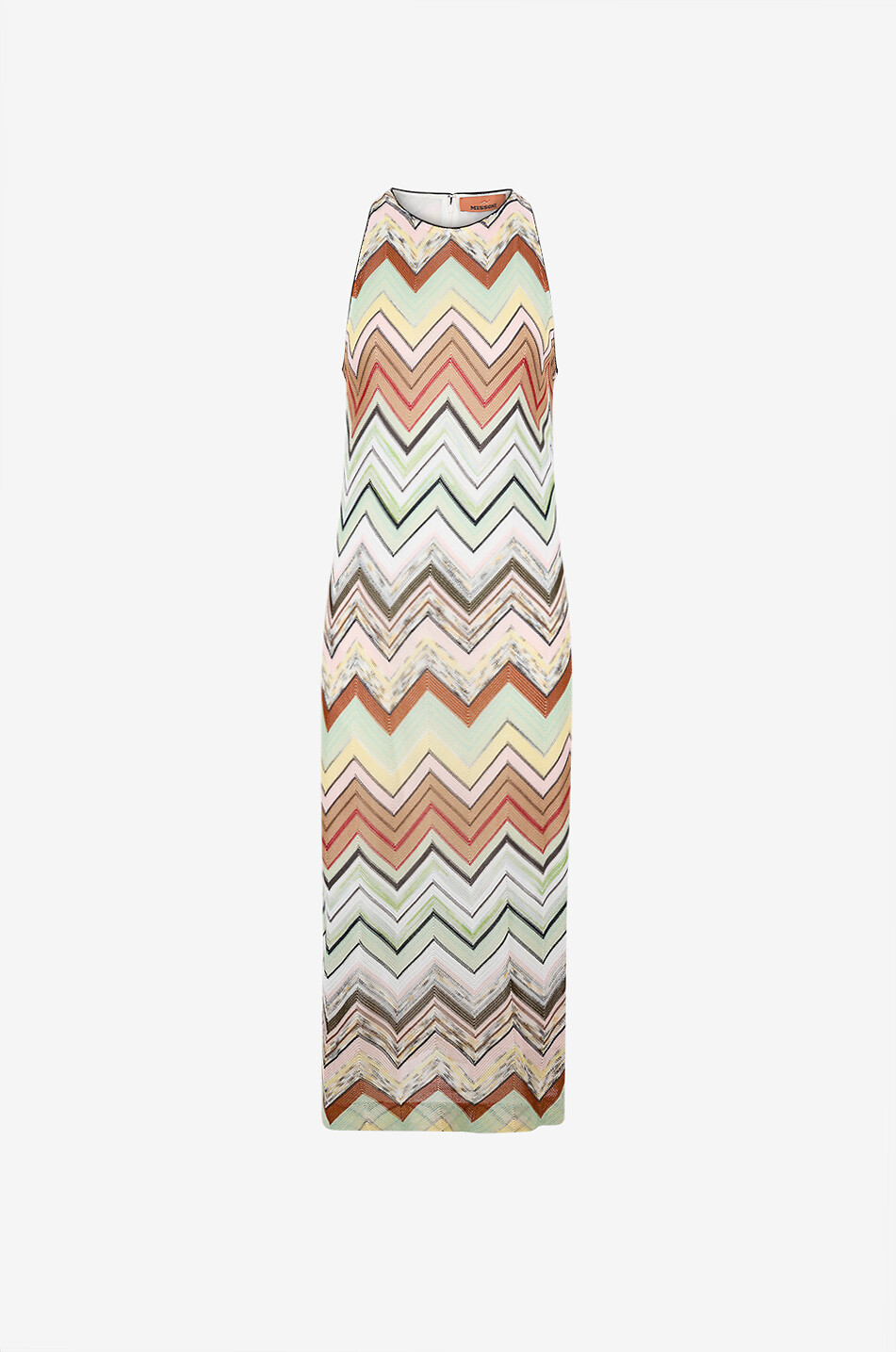 MISSONI Sleeveless multicolour chevron knit midi sheath dress Women MULTI COLOURED 1