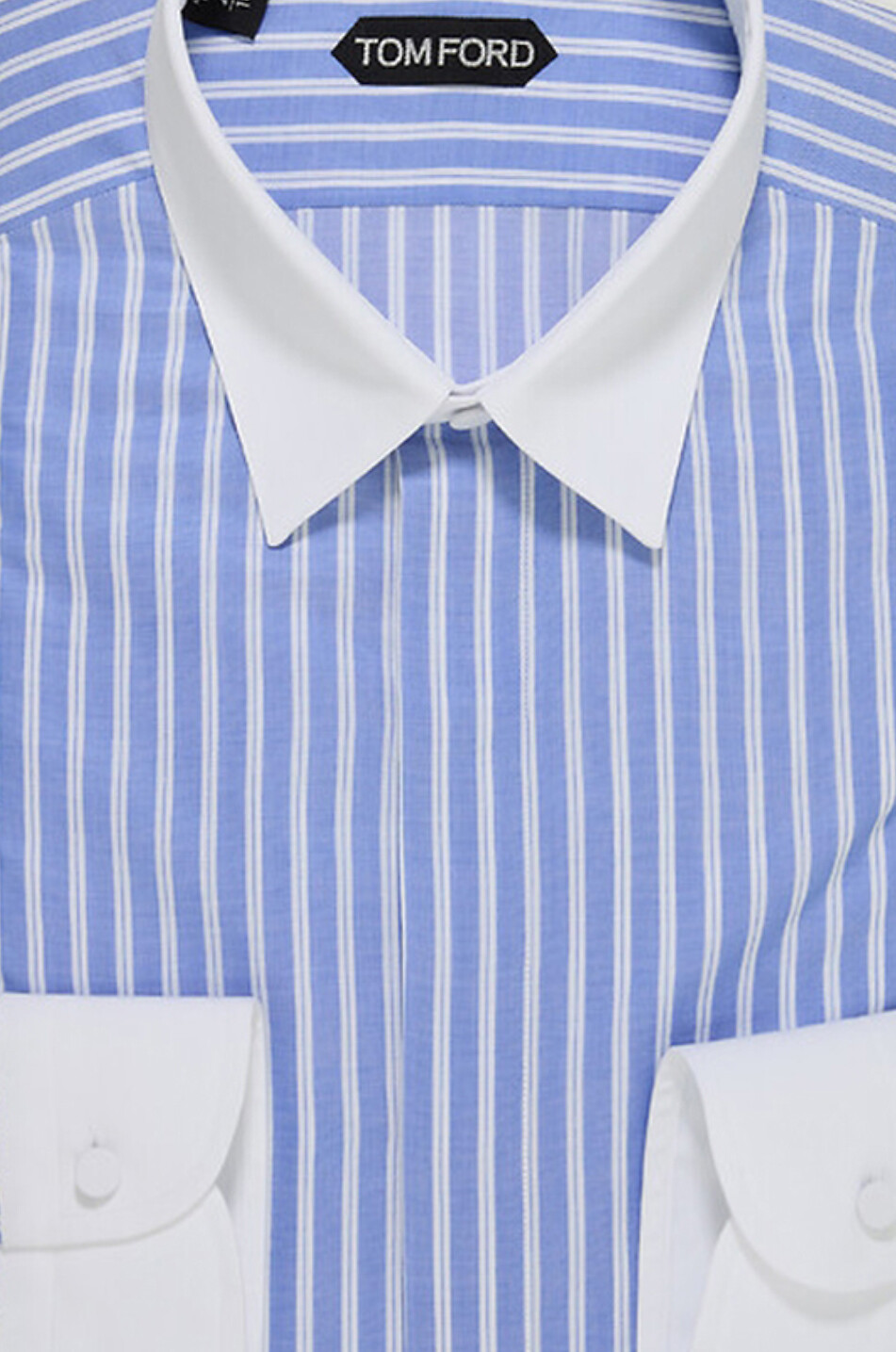 TOM FORD Chemise classique à larges rayures et poignets contrastés Homme BLEU MOYEN 2