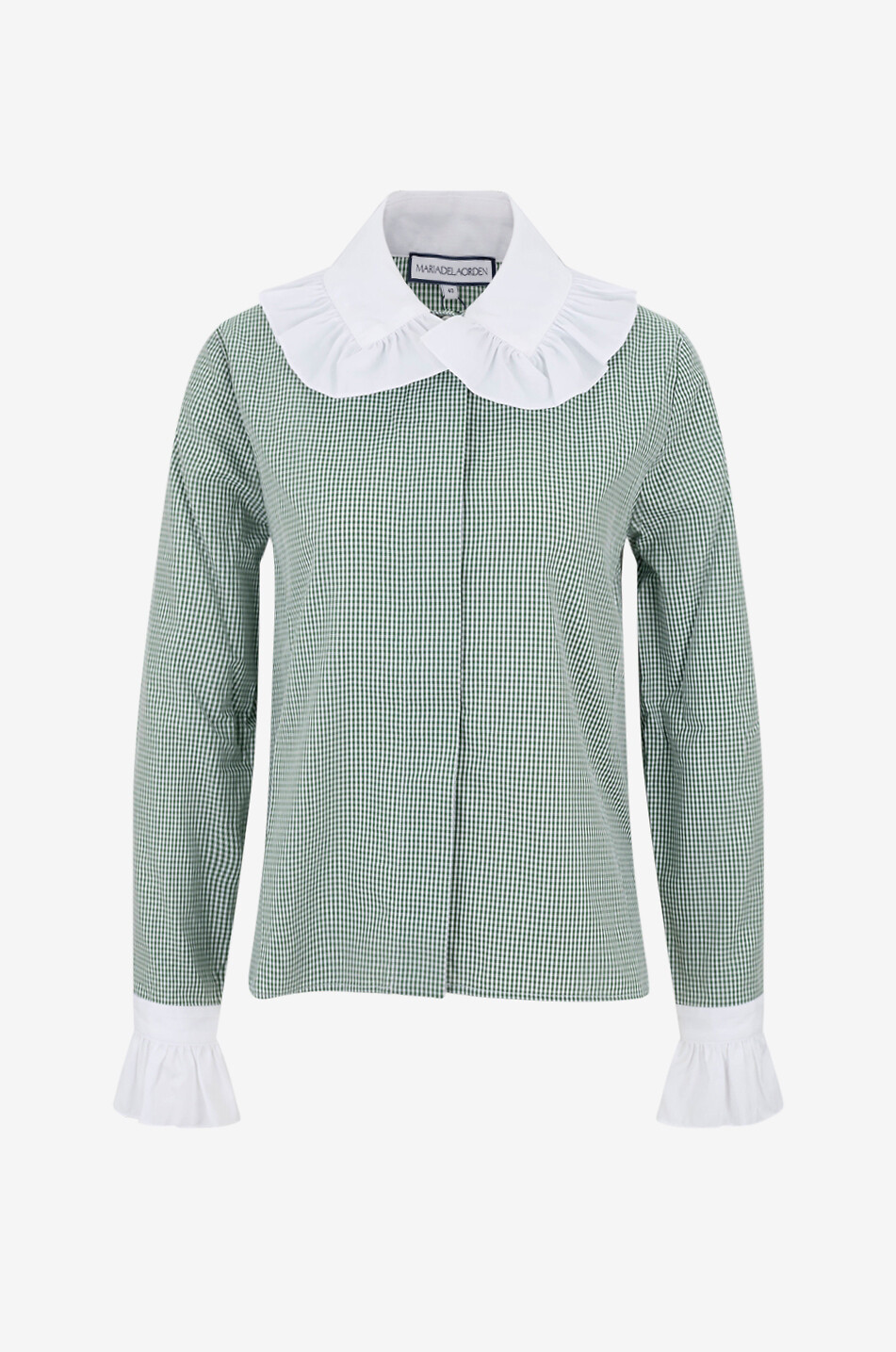 MARIA DE LA ORDEN Chemise à col claudine à carreaux en coton Boissiere Femme VERT 1