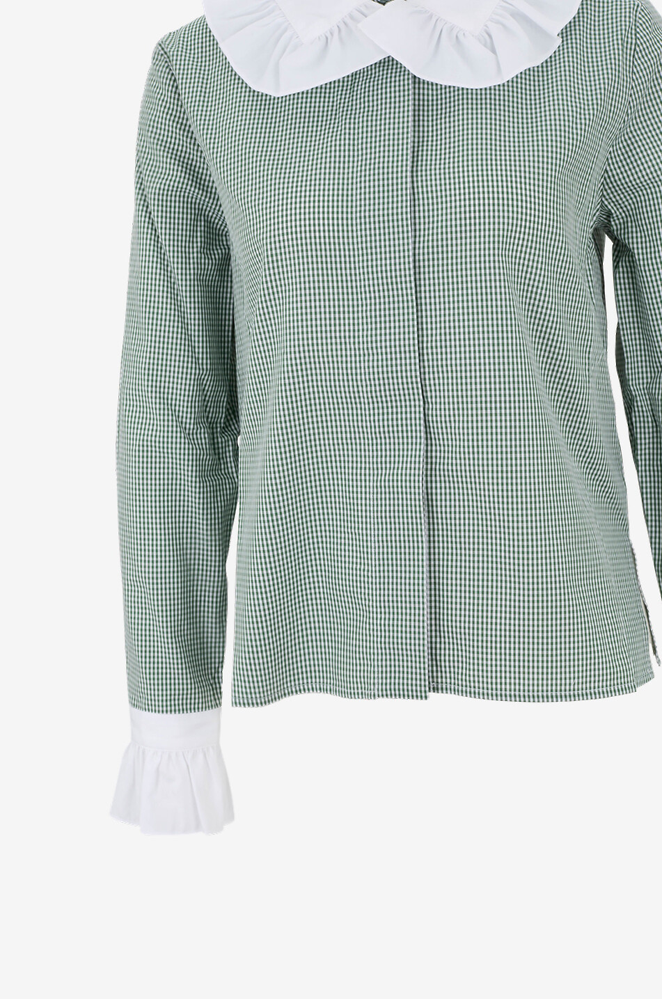 MARIA DE LA ORDEN Chemise à col claudine à carreaux en coton Boissiere Femme VERT 7