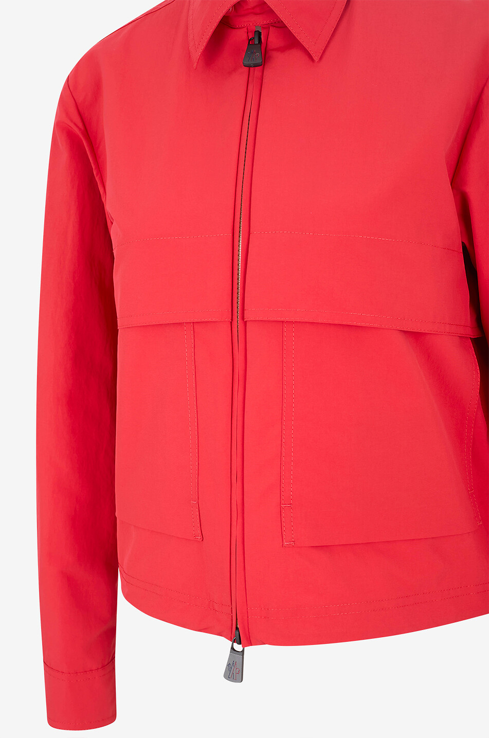 MONCLER GRENOBLE Hemd-Kragenjacke aus Segeltuch mit gesticktem Logo Damen ROT 3