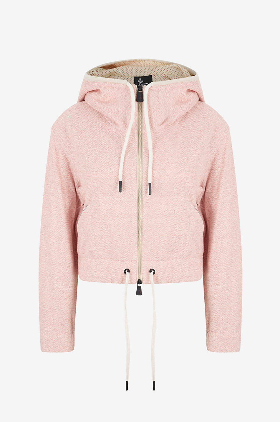 MONCLER GRENOBLE Cardigan à capuche chiné en lin et coton Femme ROSE 1