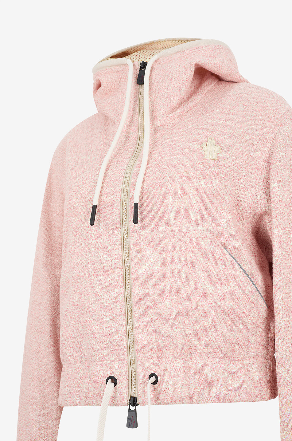 MONCLER GRENOBLE Cardigan à capuche chiné en lin et coton Femme ROSE 3