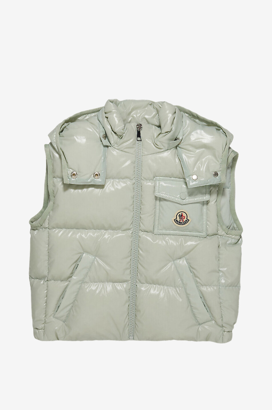 MONCLER Mädchen-Steppweste aus Lack-Nylon mit Kapuze Kamile Mädchen HELLGRÜN 1