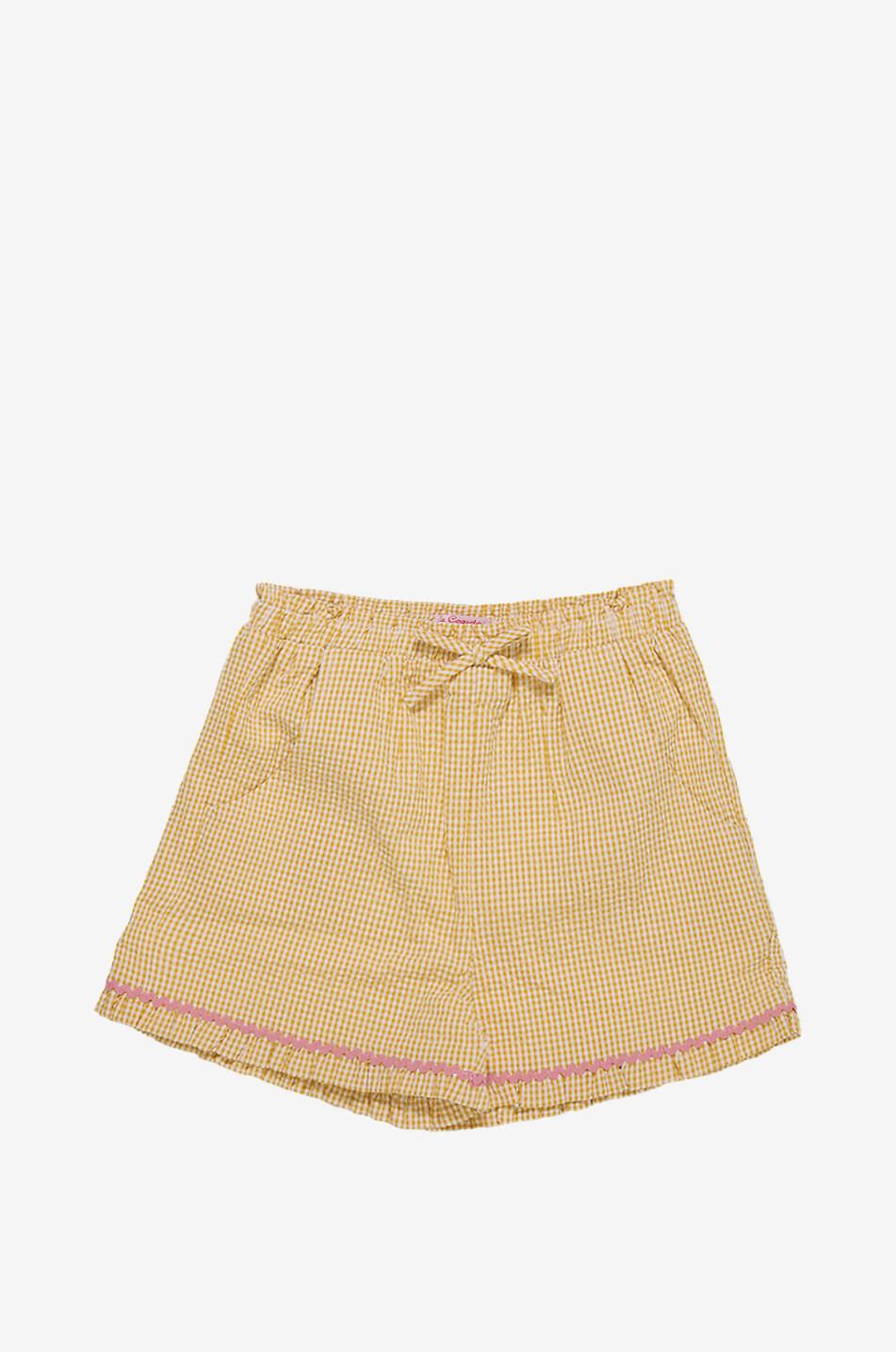 Karierte Seersucker-Shorts mit Stickerei für Mädchen Flores