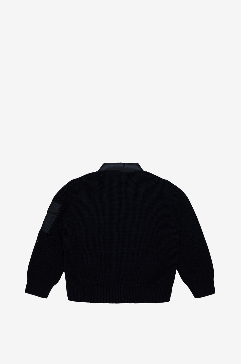 MONCLER Cotton knit and down yoke baby cardigan Baby DARK BLUE 2