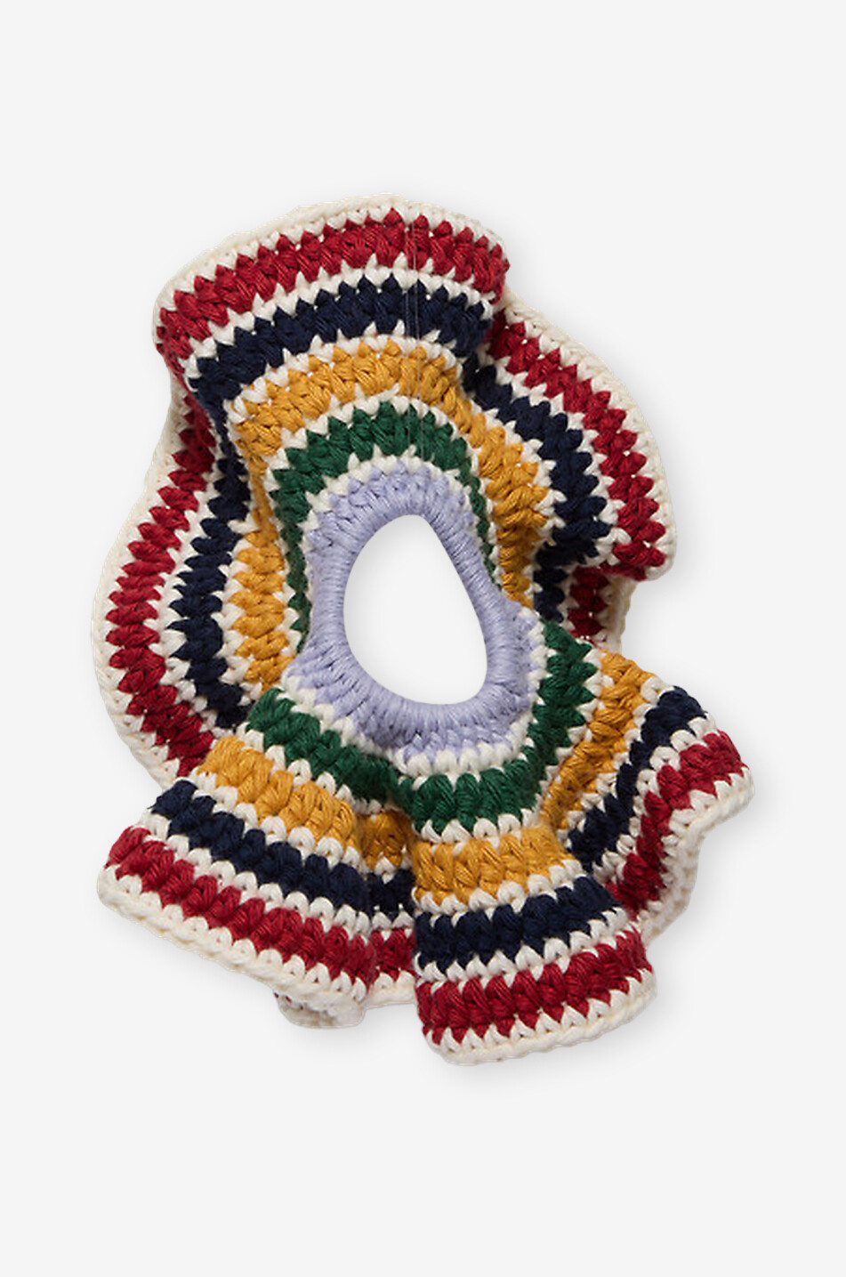 Giant round striped crochet scrunchie