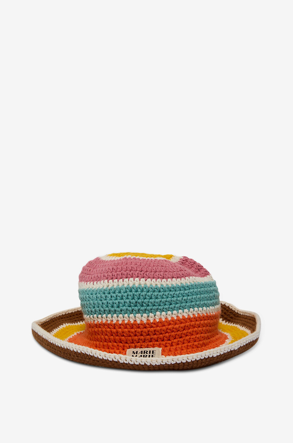 Chapeau en coton biologique à rayures et logo brodé