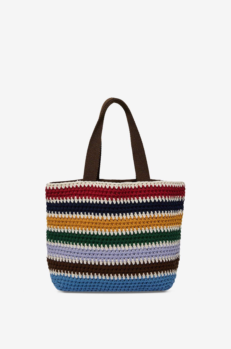 MARIEMARIE AMSTERDAM Sac cabas crocheté rayé en coton bio Pienie Small Femme MARRON 3