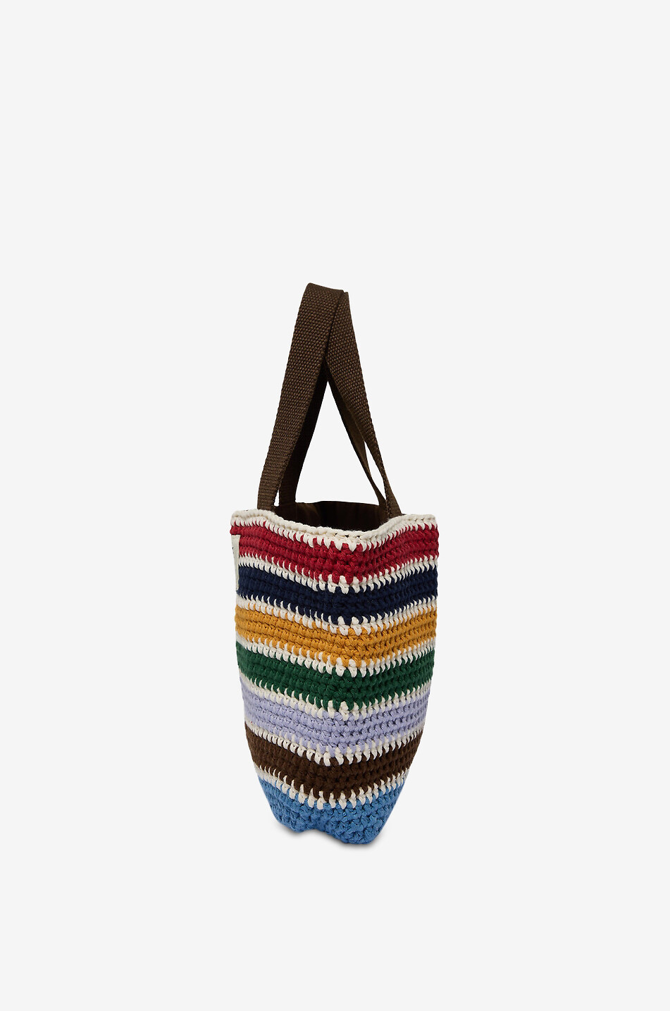 MARIEMARIE AMSTERDAM Sac cabas crocheté rayé en coton bio Pienie Small Femme MARRON 4