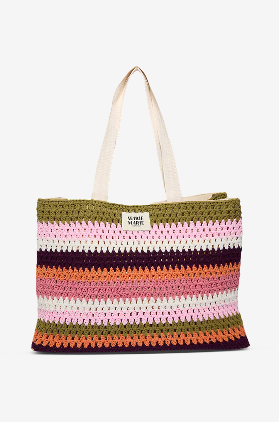 Mimi striped cotton crochet tote bag