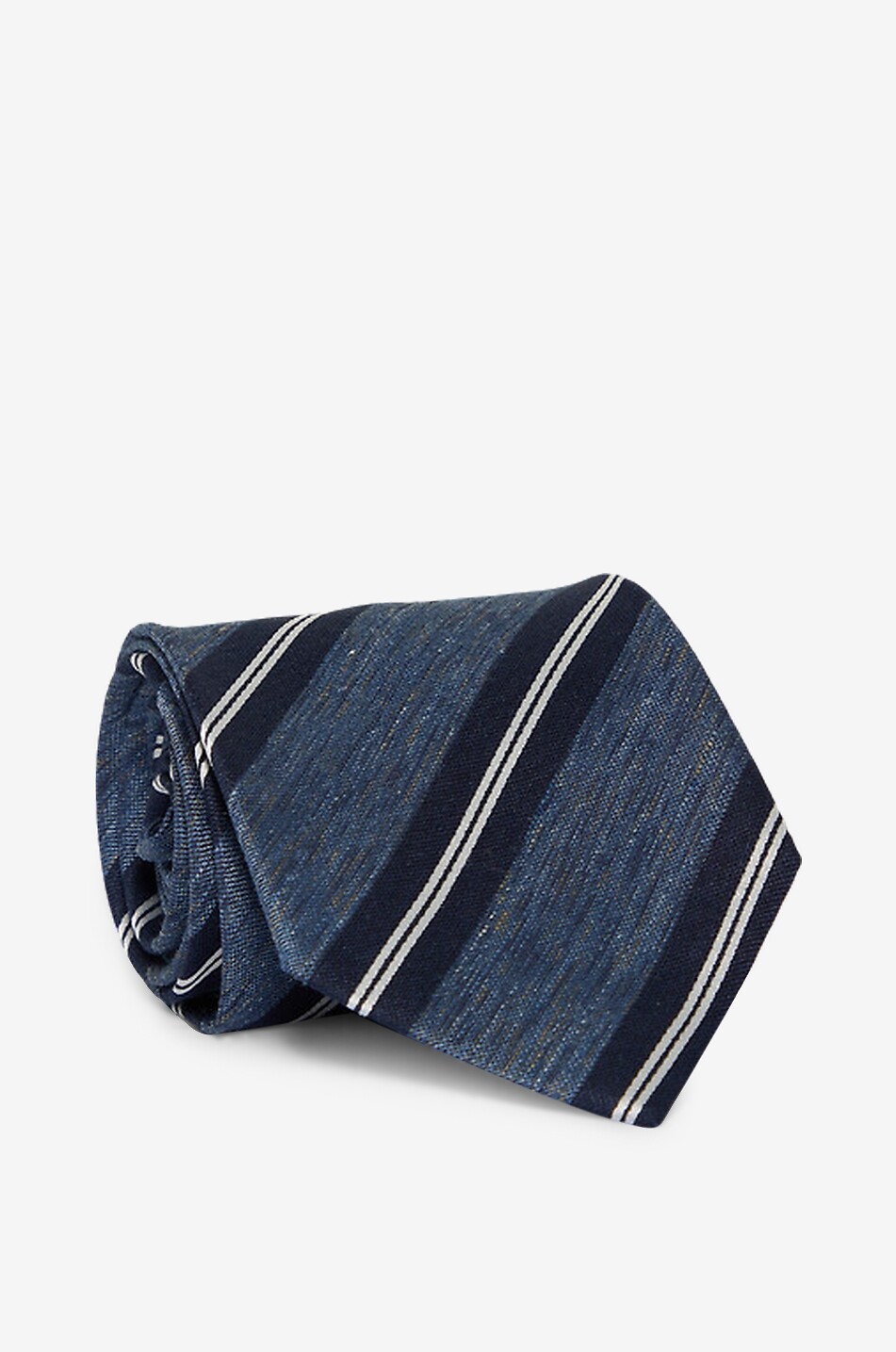 Cravate rayée en soie et lin