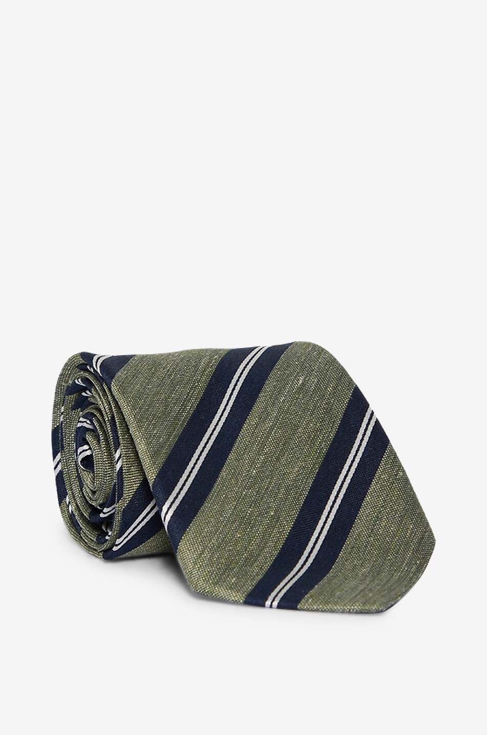 Cravate rayée en soie et lin