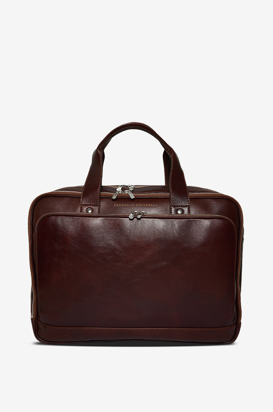 Rectangular briefcase in aged leather