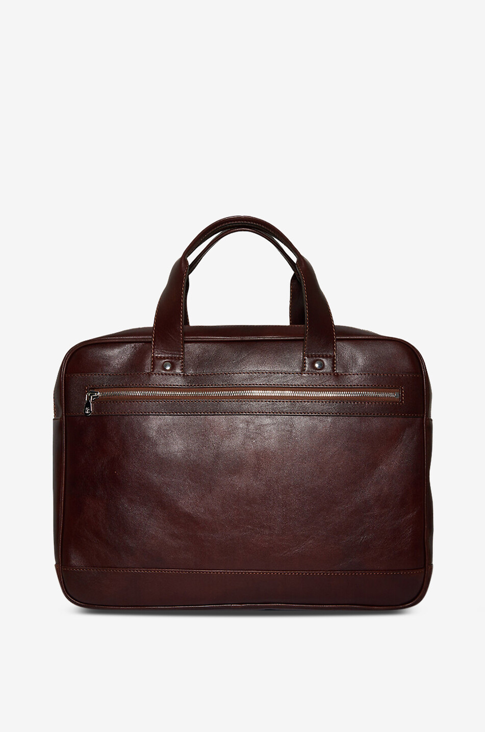 BRUNELLO CUCINELLI Rectangular briefcase in aged leather Men DARK BROWN 3