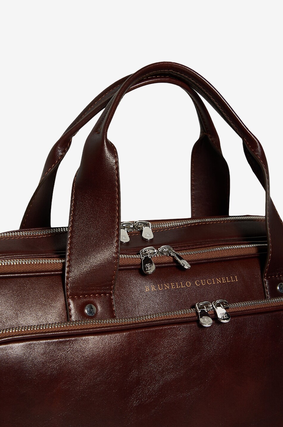 BRUNELLO CUCINELLI Rectangular briefcase in aged leather Men DARK BROWN 5