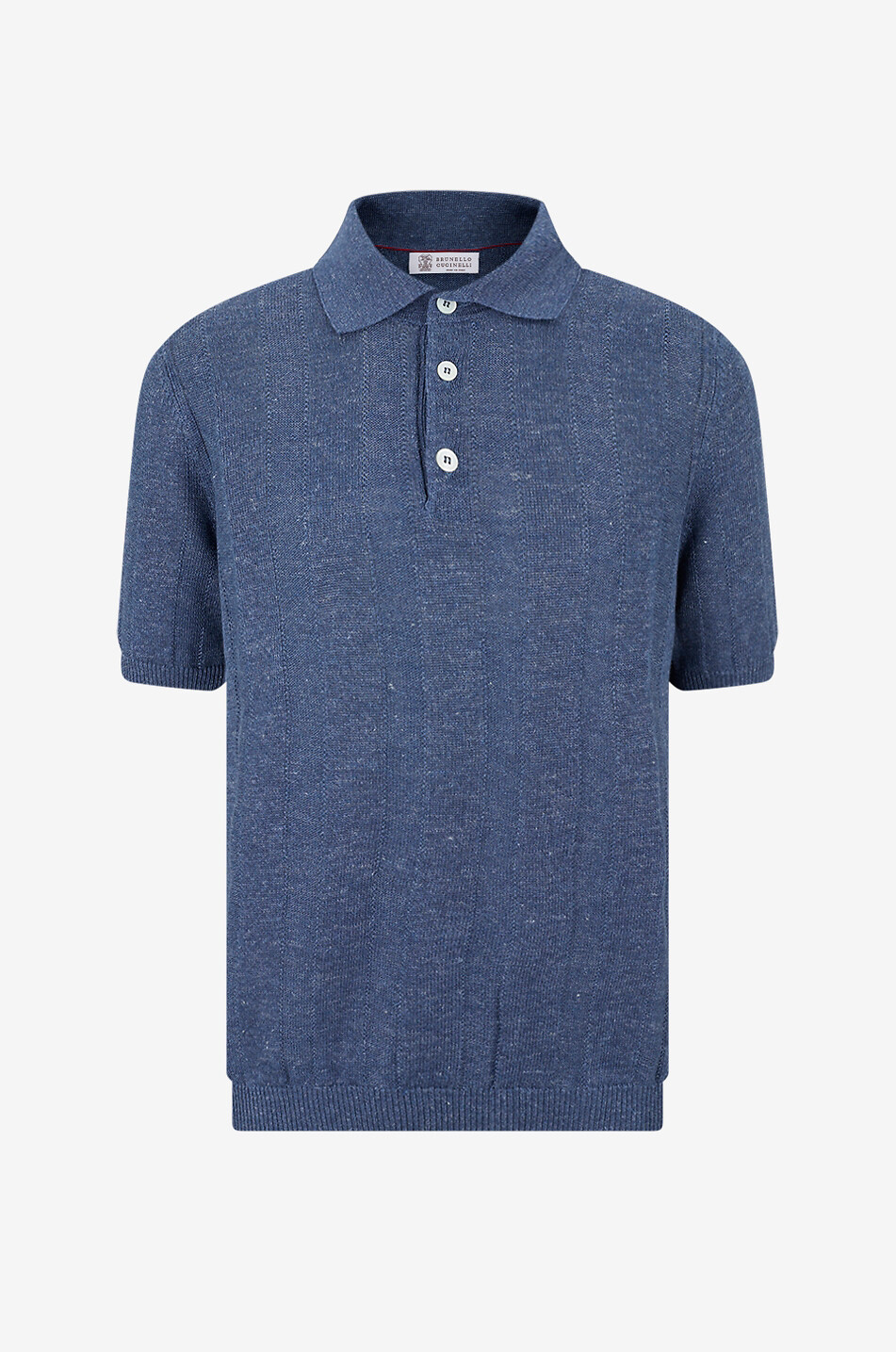 BRUNELLO CUCINELLI Polo aus Leinen- und Baumwollstrick Herren MITTELBLAU 1