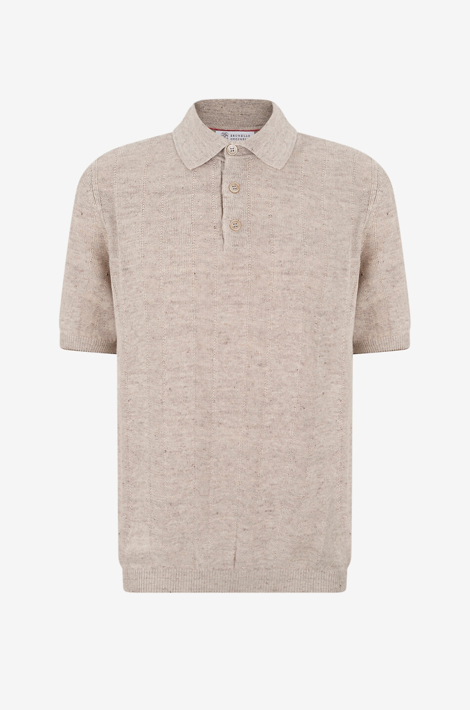 BRUNELLO CUCINELLI Polo aus Leinen- und Baumwollstrick Herren BRAUN 1