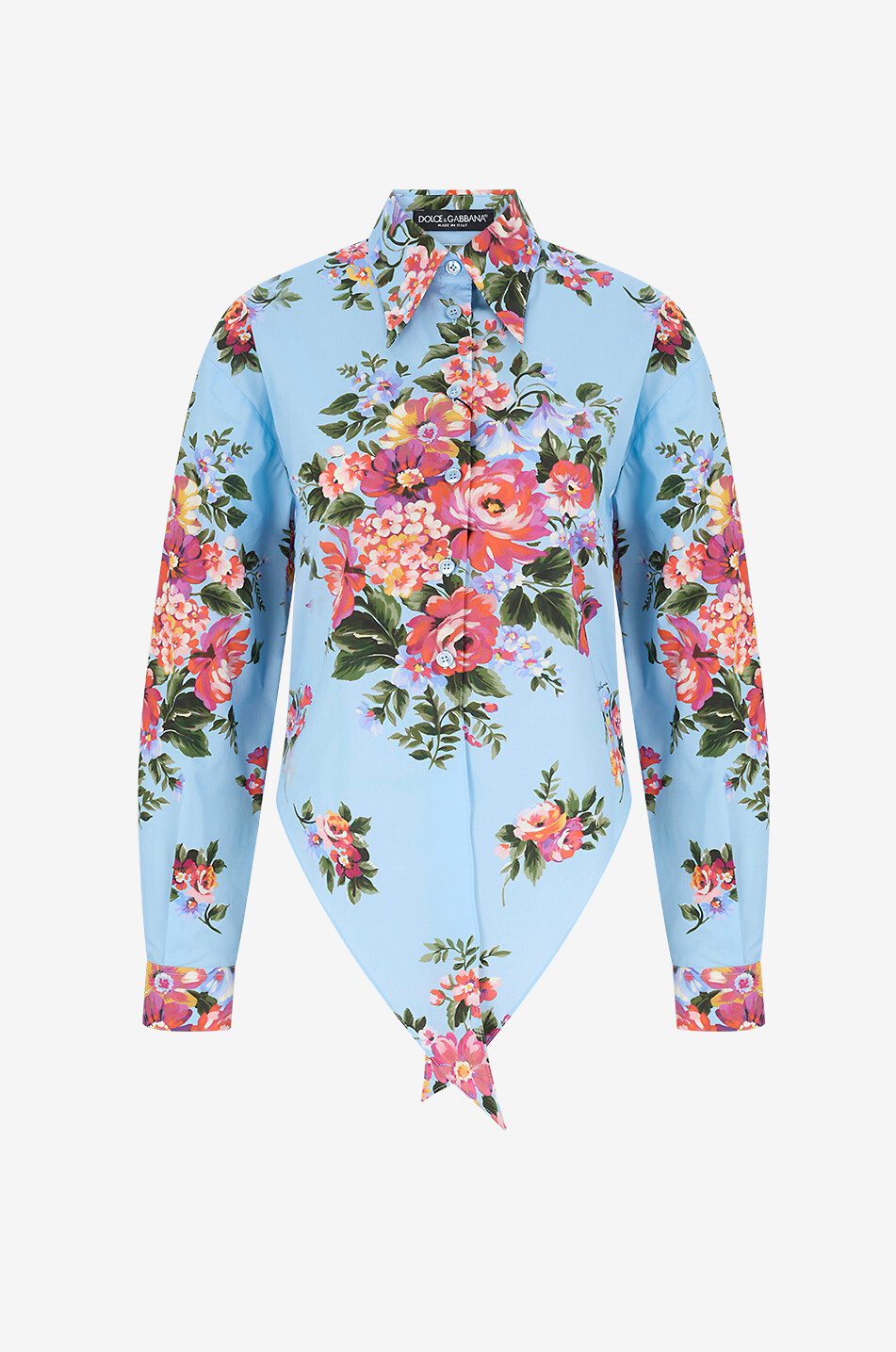 DOLCE & GABBANA Chemise à imprimé floral en popeline de coton Femme BLEU CLAIR 1