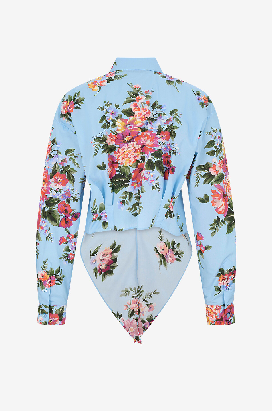 DOLCE & GABBANA Chemise à imprimé floral en popeline de coton Femme BLEU CLAIR 2