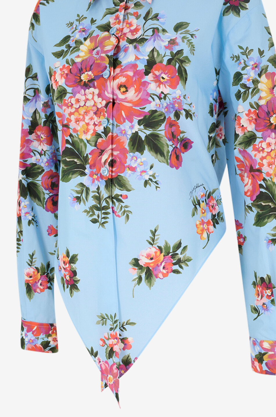 DOLCE & GABBANA Chemise à imprimé floral en popeline de coton Femme BLEU CLAIR 3