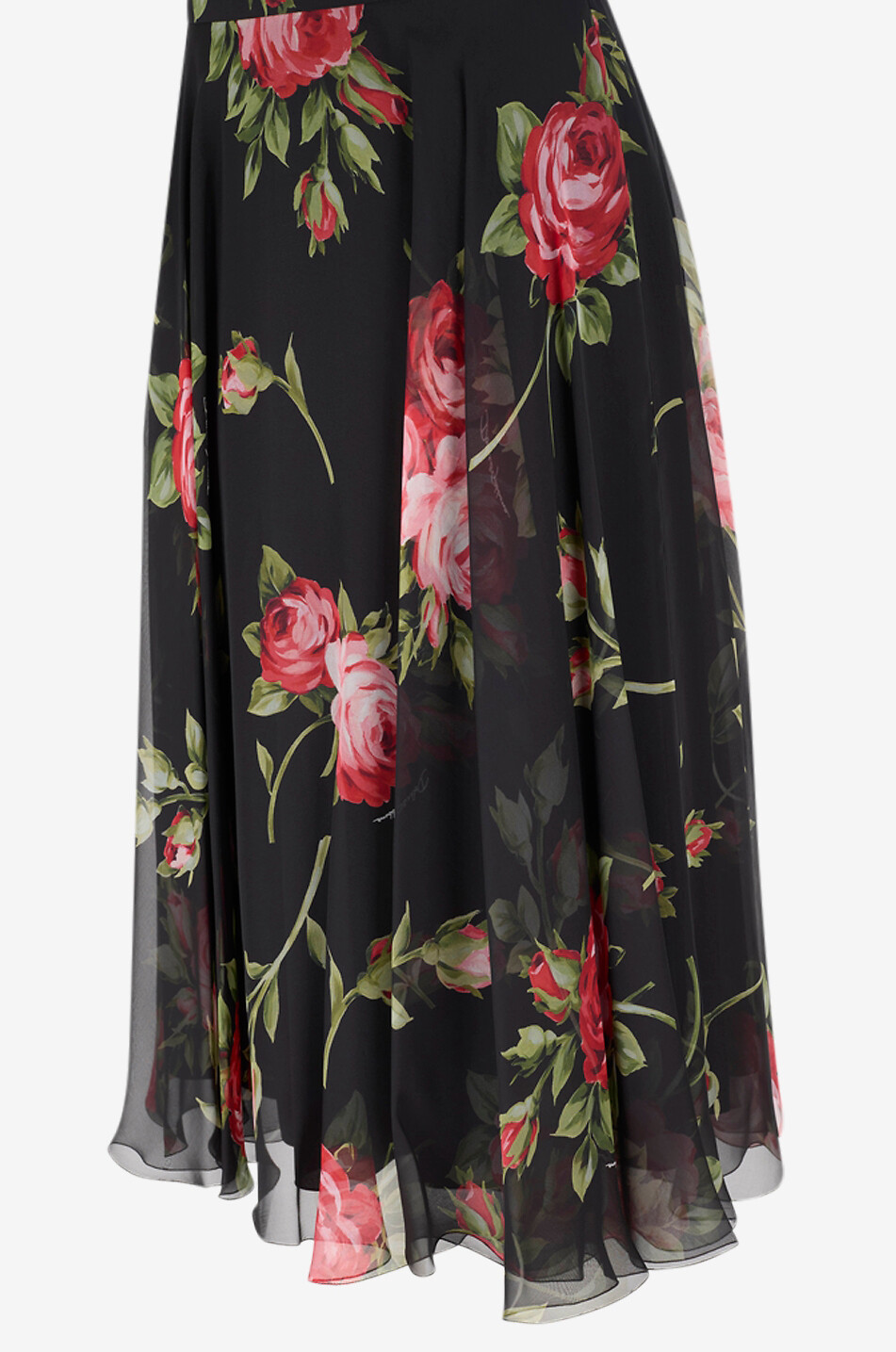 DOLCE & GABBANA Jupe midi imprimée floral en crêpe de soie Femme NOIR 3
