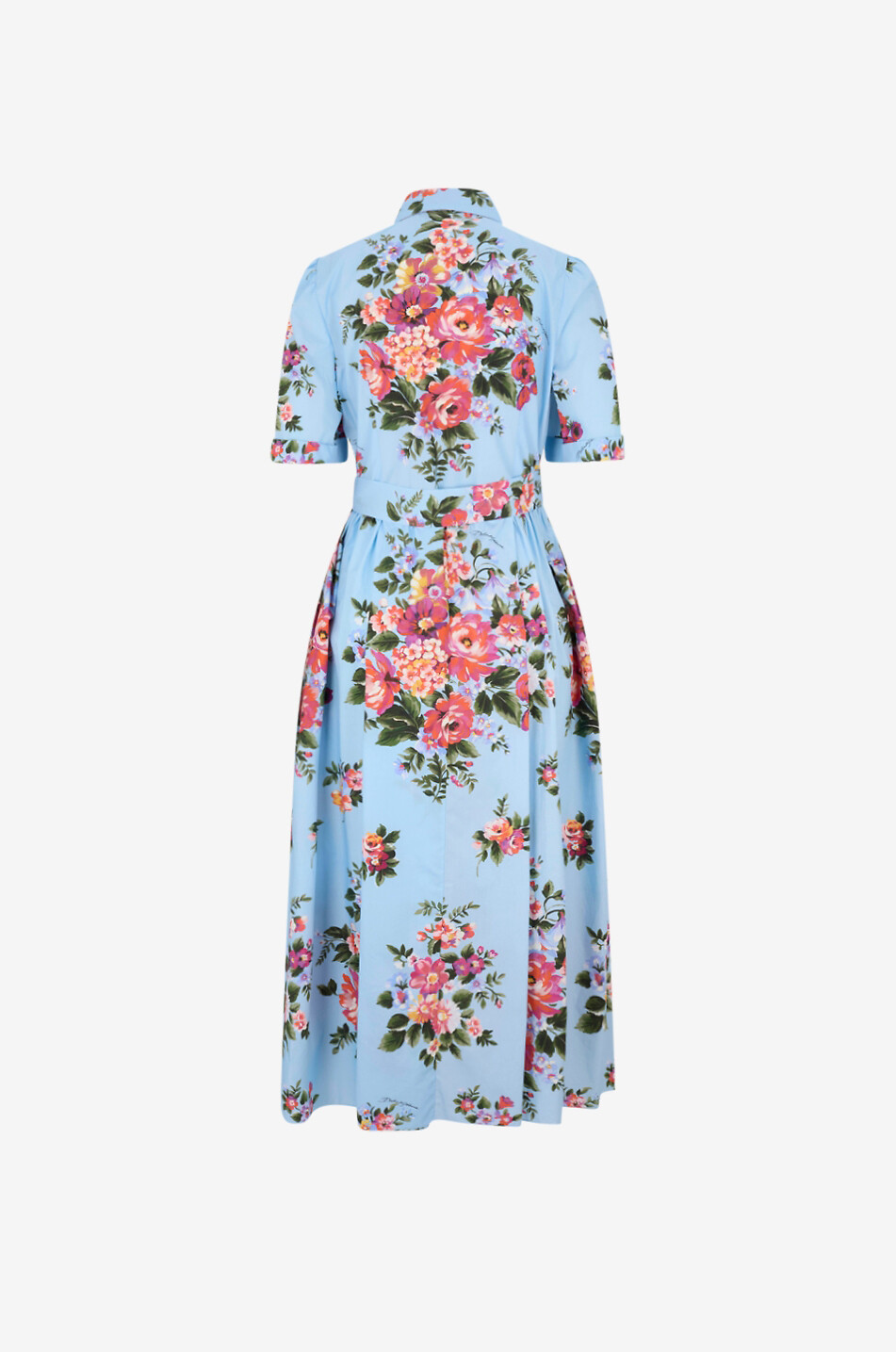DOLCE & GABBANA Belted floral print midi shirt dress Women LIGHT BLUE 2