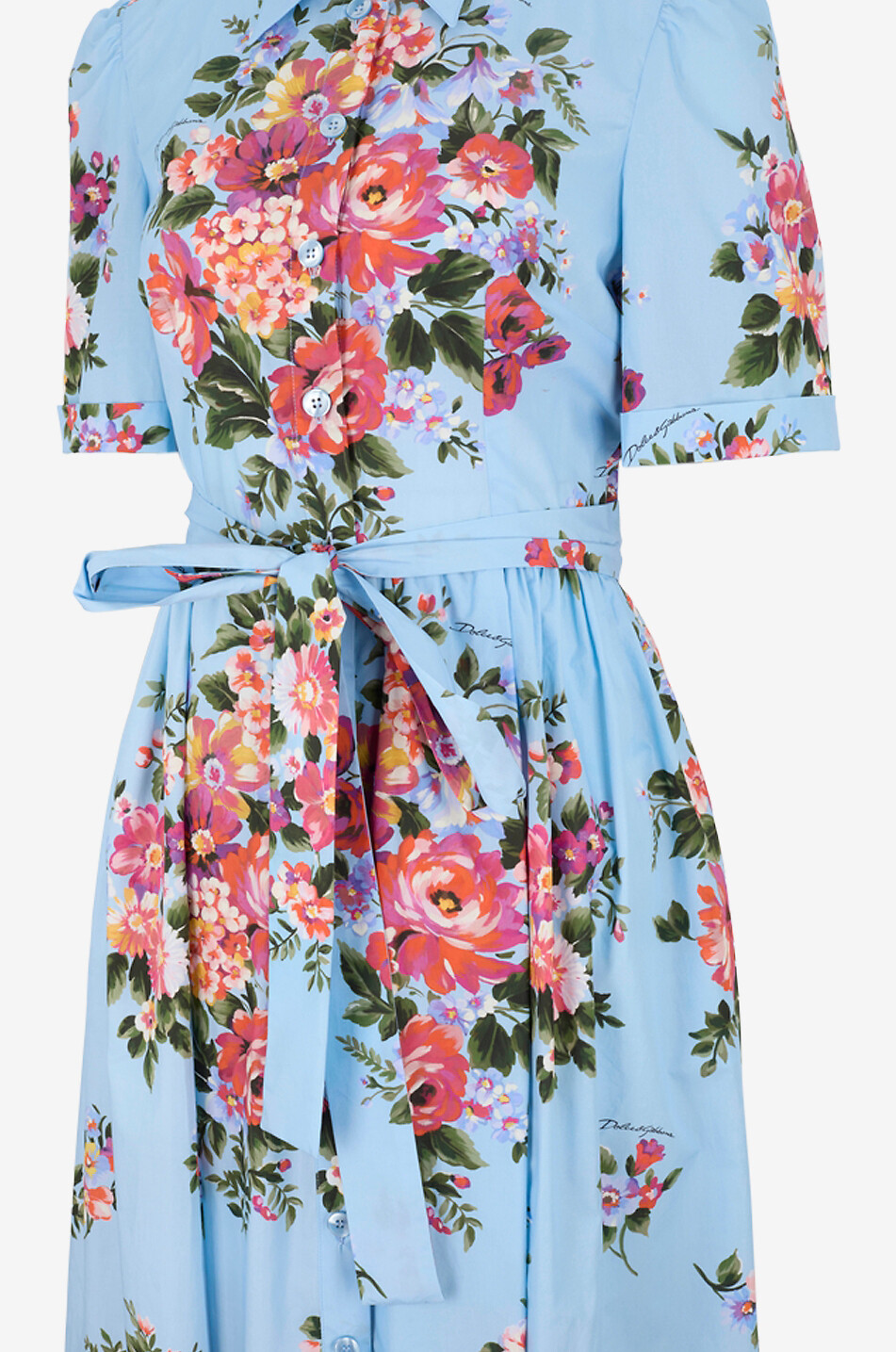DOLCE & GABBANA Belted floral print midi shirt dress Women LIGHT BLUE 3