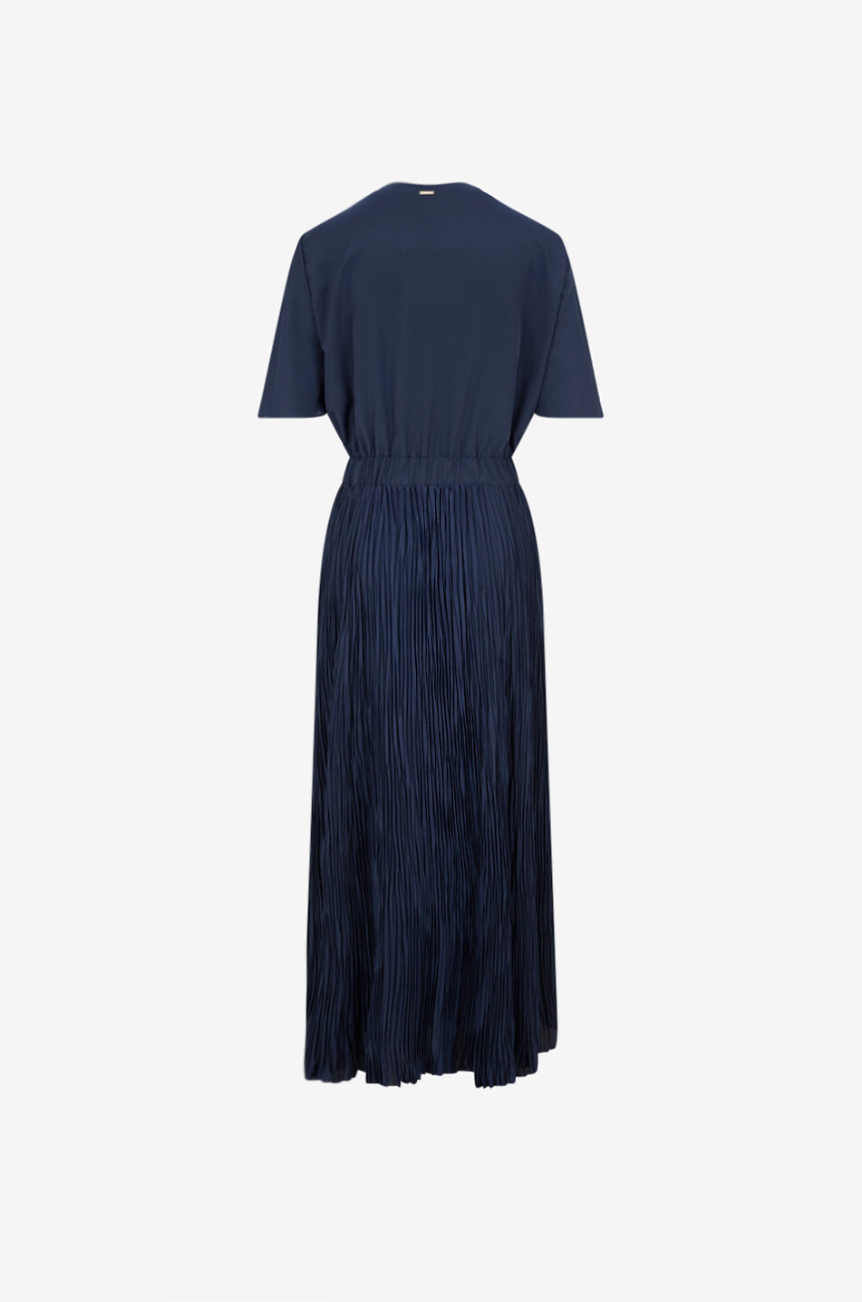 HERNO Flared V-neck crepe maxi dress Women DARK BLUE 2