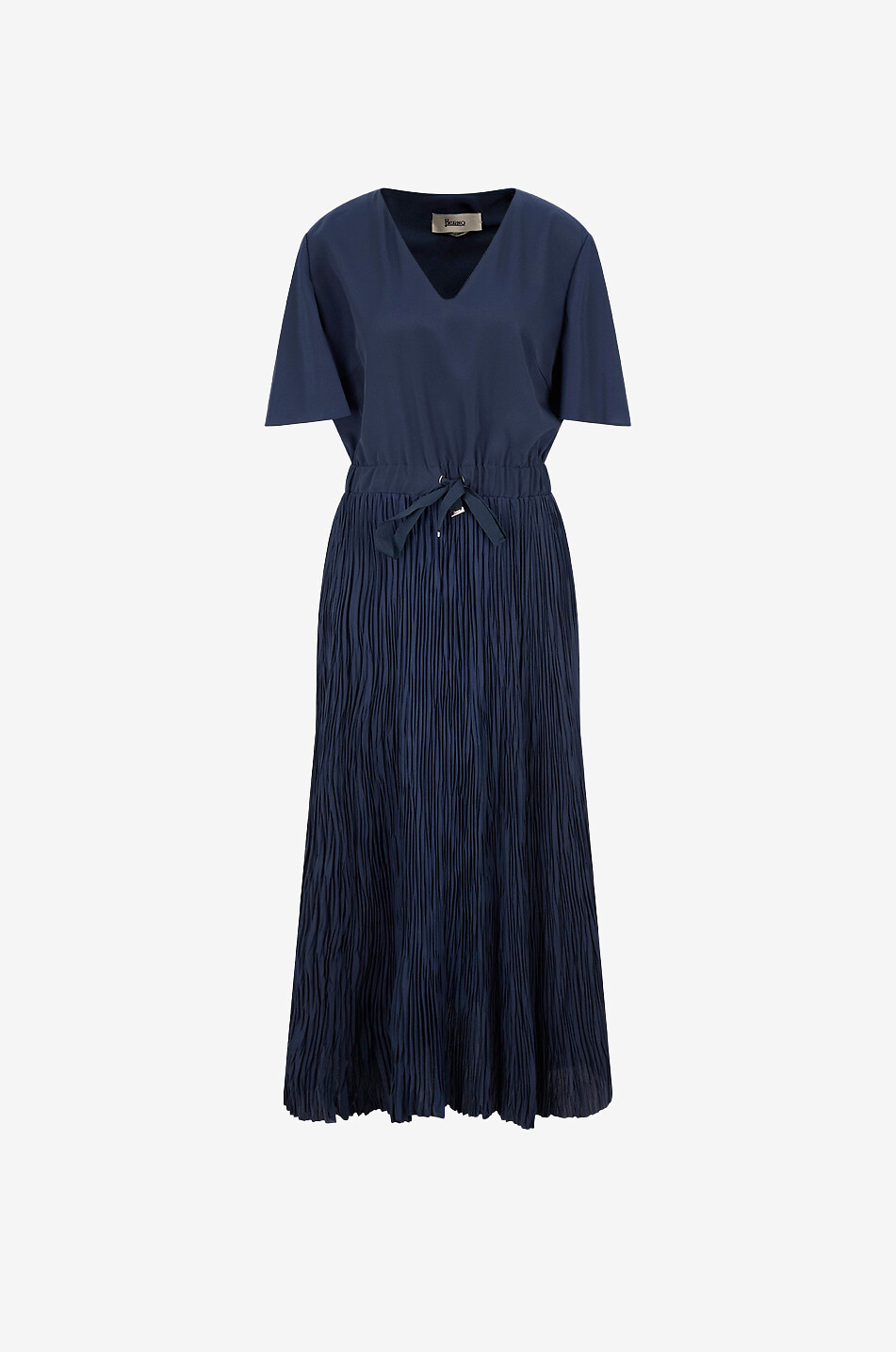 Flared V-neck crepe maxi dress