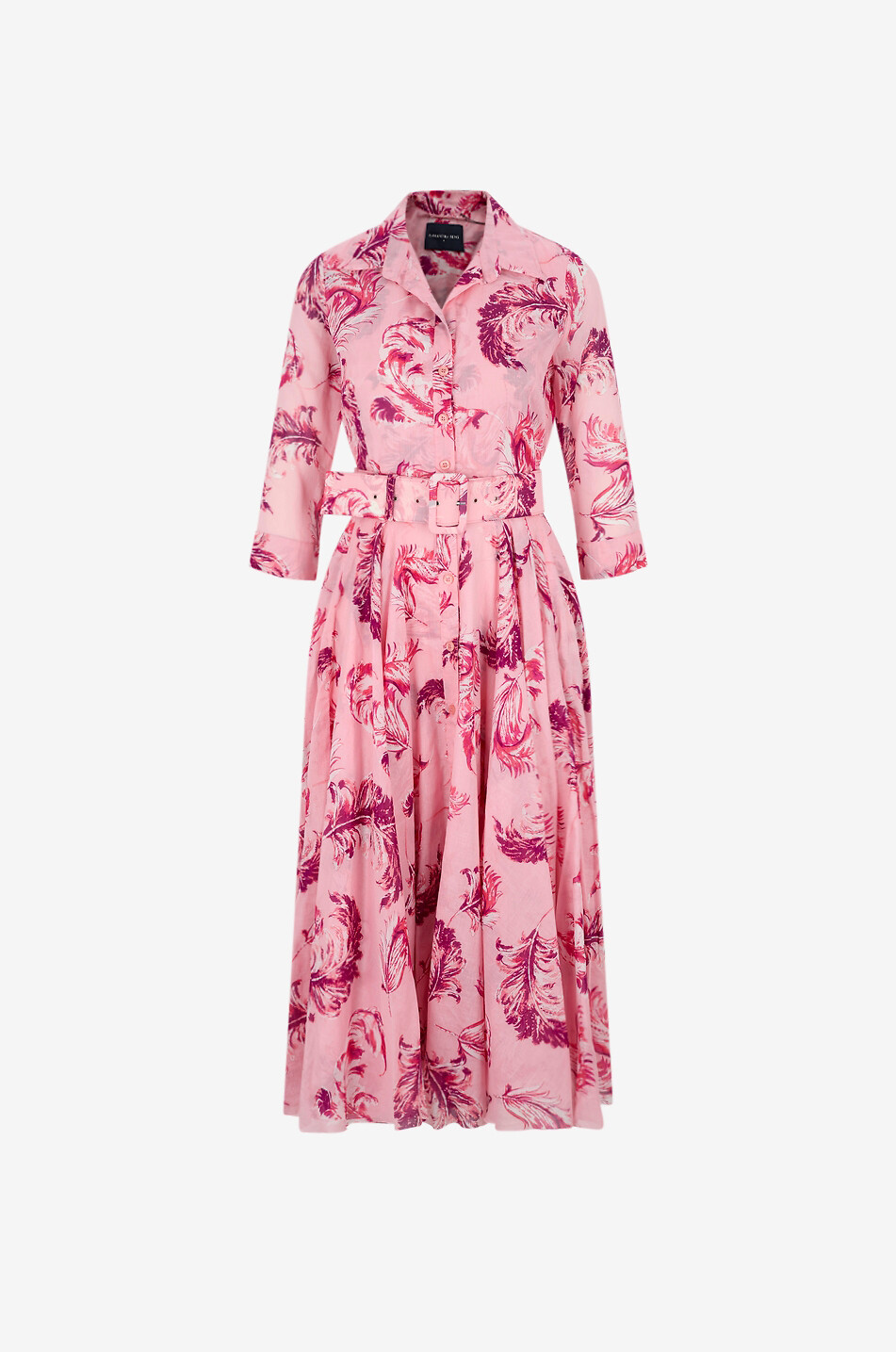 SAMANTHA SUNG Aster printed empire waist midi shirt dress Women LIGHT PINK 1