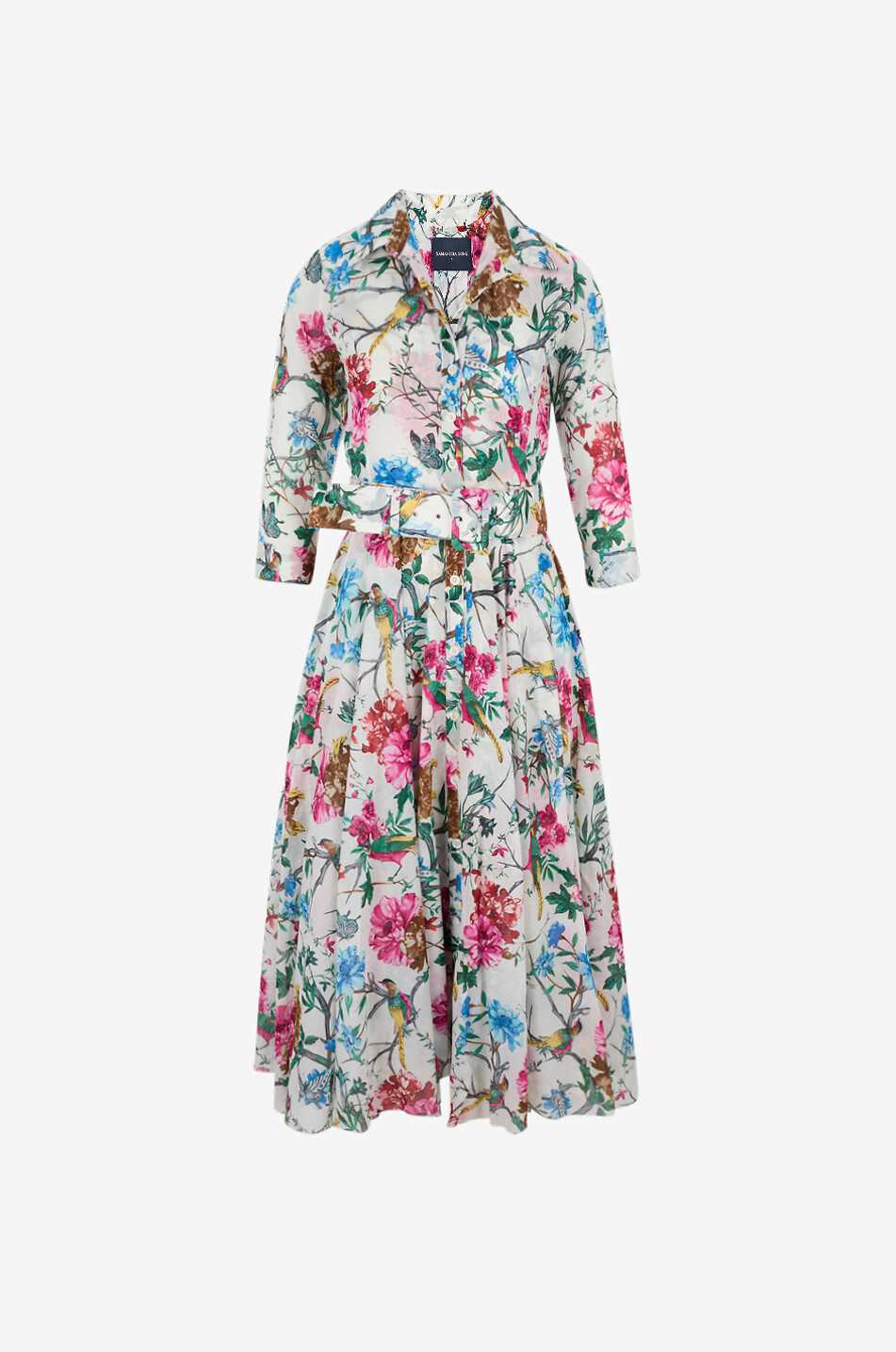 Aster floral godet midi shirt dress