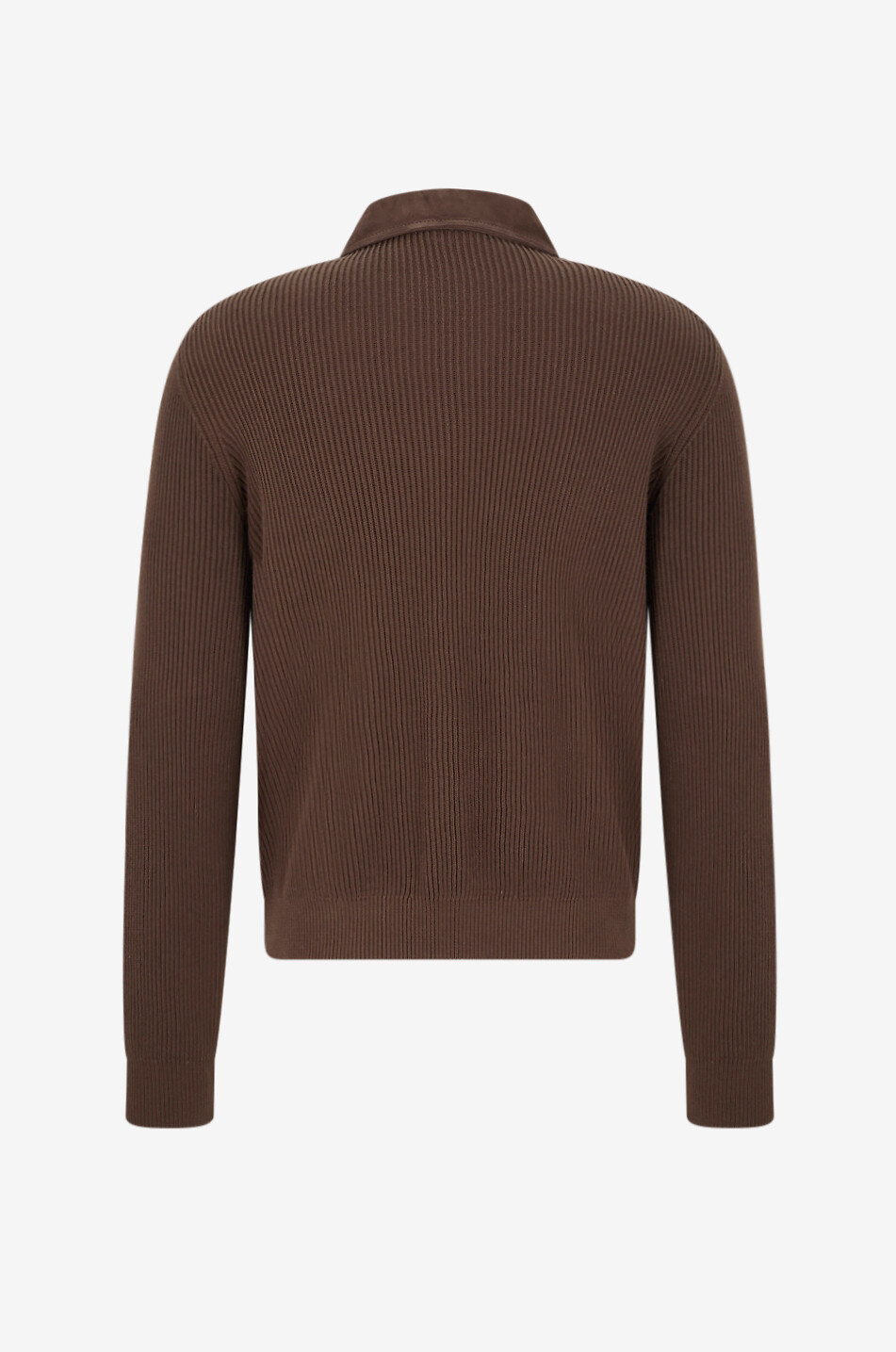 BRUNELLO CUCINELLI Suede and cotton knit blouson Men DARK BROWN 2