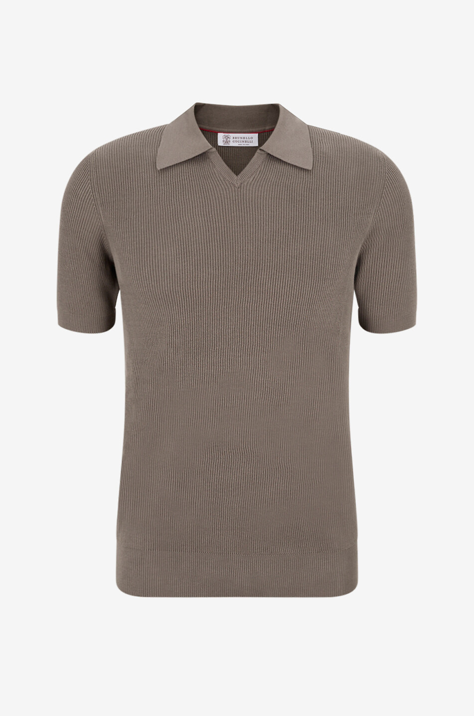 BRUNELLO CUCINELLI Rippstrick-Kurzarm-Polohemd aus Baumwolle Herren MITTELBRAUN 1