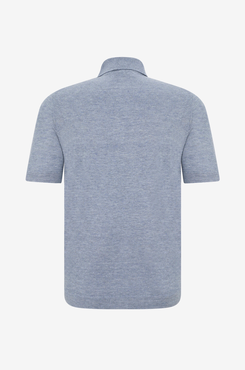 BRUNELLO CUCINELLI Cotton and linen knit polo shirt with contrast detail Men MEDIUM BLUE 2