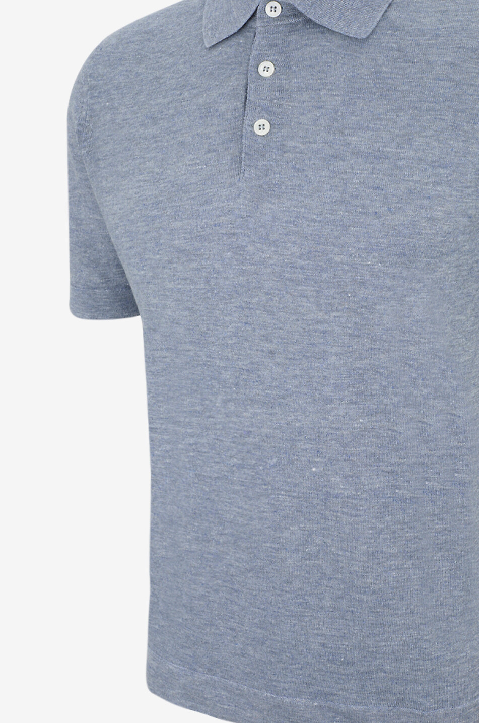 BRUNELLO CUCINELLI Cotton and linen knit polo shirt with contrast detail Men MEDIUM BLUE 3