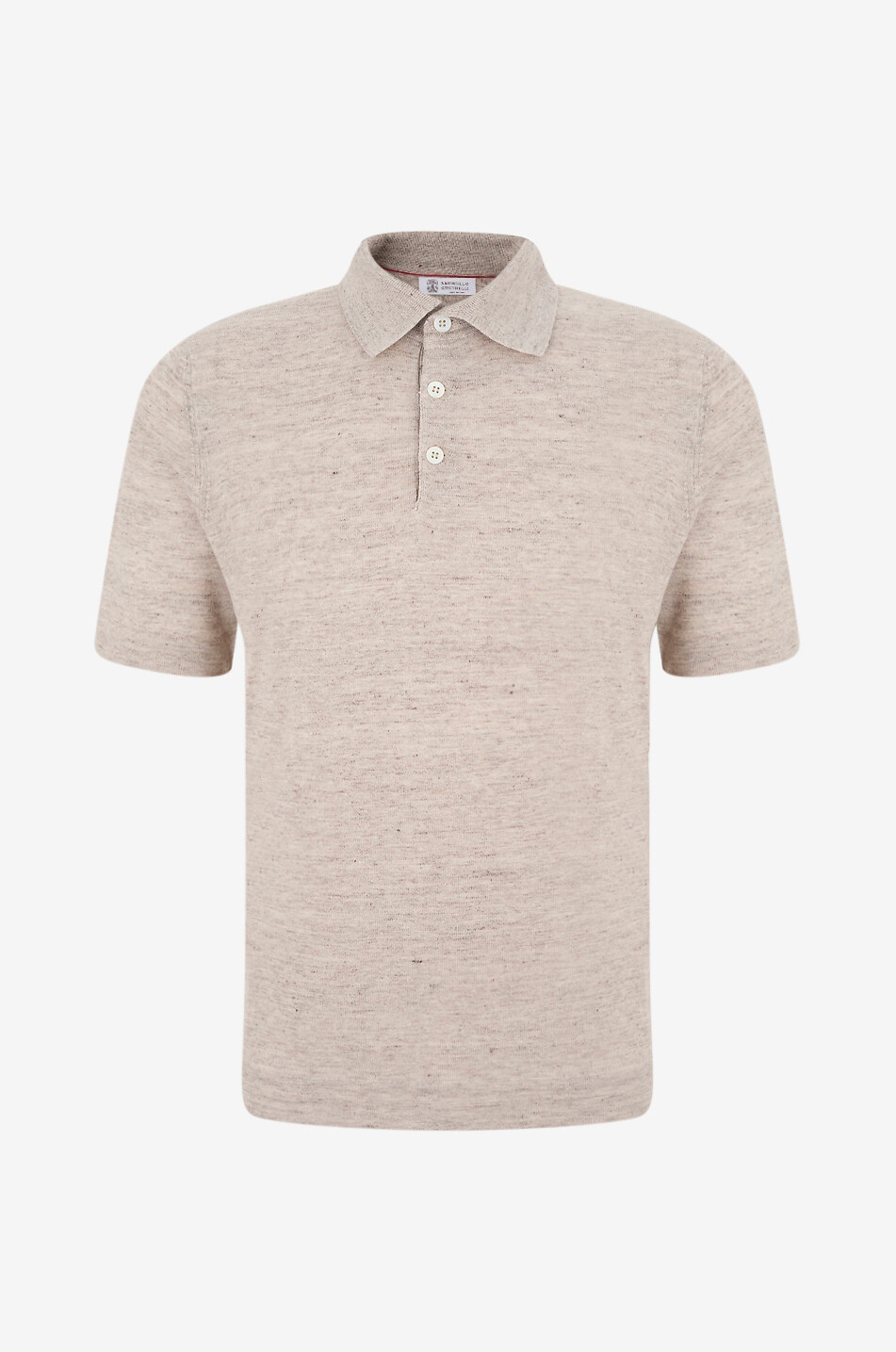 BRUNELLO CUCINELLI Strick-Polohemd aus Baumwolle und Leinen mit Kontrast-Detail Herren BRAUN 1