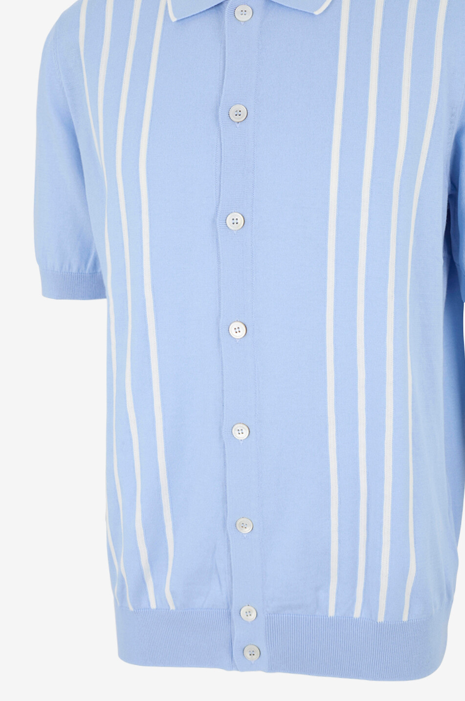 GRAN SASSO Short-sleeved striped cotton cardigan Men LIGHT BLUE 3