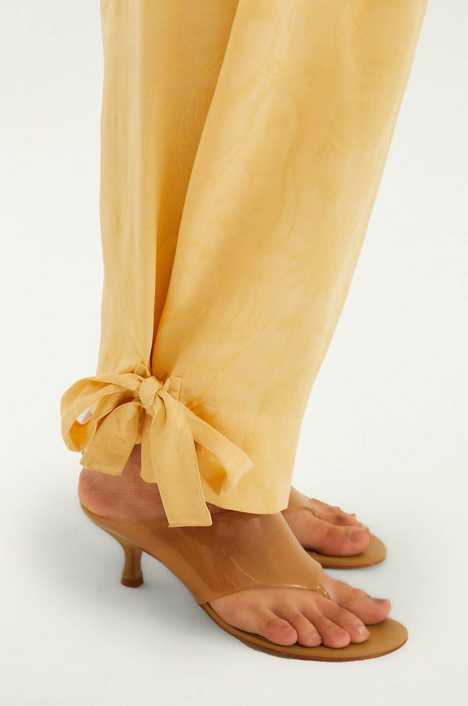 FARM RIO Pleated straight-leg viscose jacquard trousers Women LIGHT YELLOW 5