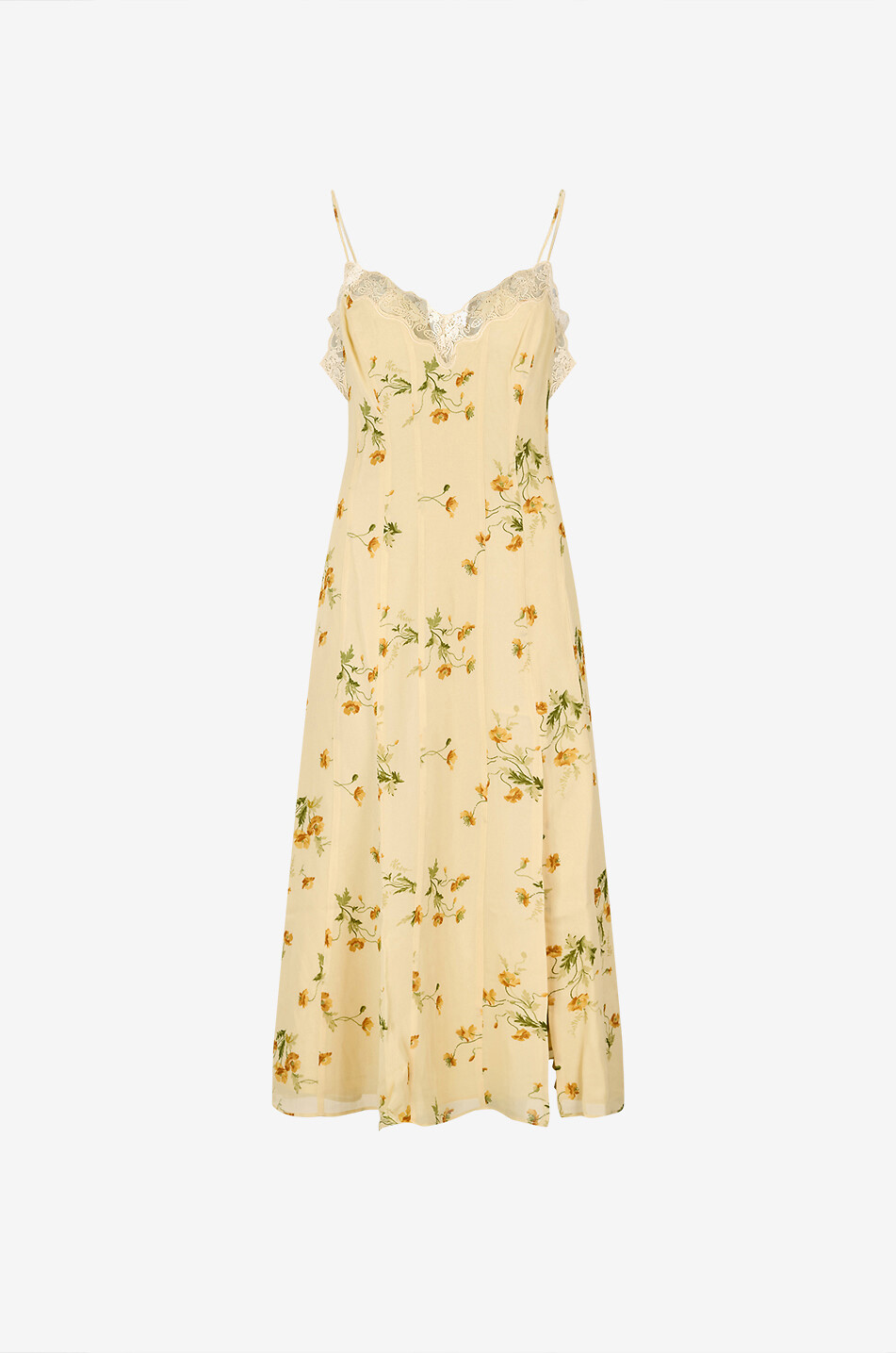 REFORMATION Robe lingerie midi cintrée en crêpe fleurie Lucine Femme MULTICOLORE 1