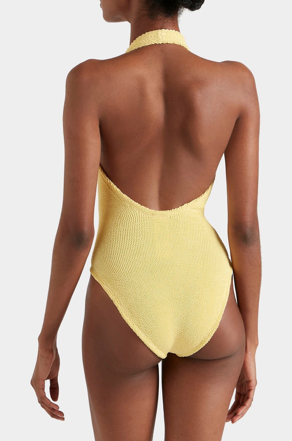HUNZA G Badeanzug mit V-Ausschnitt und Perlenstickerei Adriana Damen GELB 3