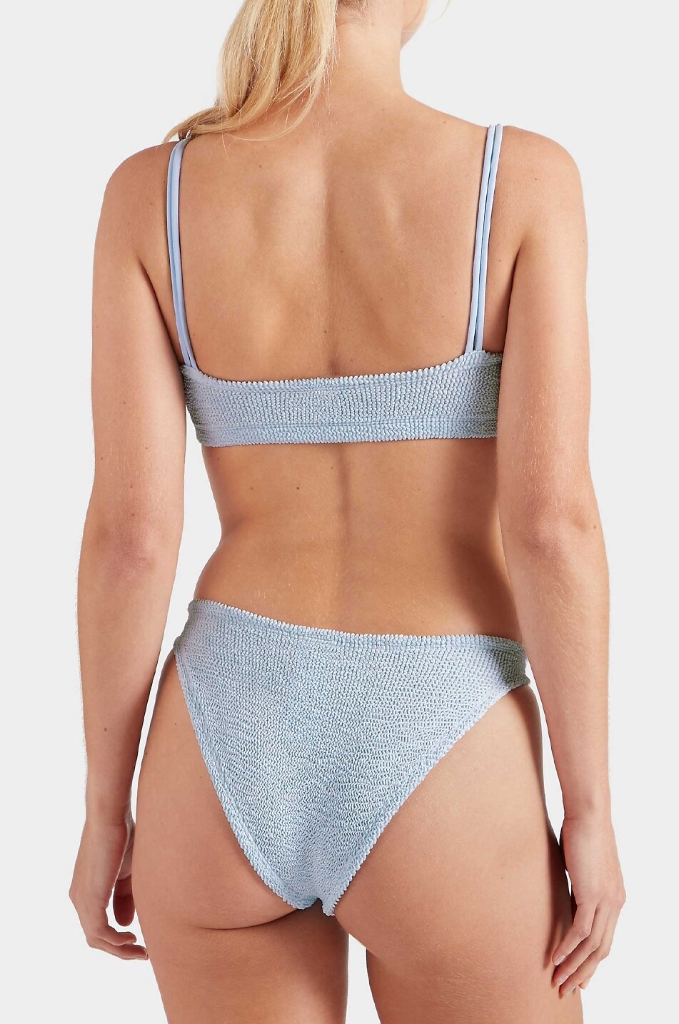 HUNZA G Cassie pearl-embroidered two-piece swimsuit Women LIGHT BLUE 3
