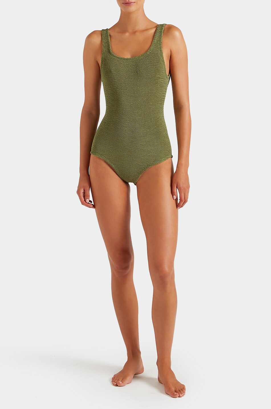 HUNZA G One-piece swimsuit with square neckline Women KHAKI 2